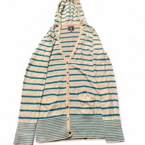 VTG Victoria's Secret PINK Hooded Fair Isle Hoodie Sweater Button Cardigan Sz S